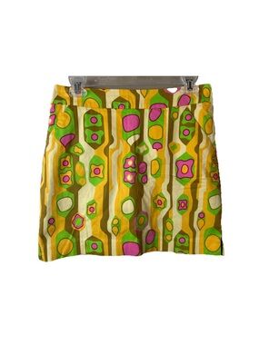 Loudmouth Skirt Sz 2 Yellow Pink Yellow Skort Sock It To Me Golf StretchTech 70s